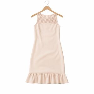 Karl Lagerfeld Paris Blush Lace Ruffle Sleeveless Sheath Dress